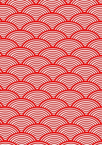 Japanese Kanji Practice Paper Notebook 130 Sheets, Asian Calligraphy, Red Geometric Artwork