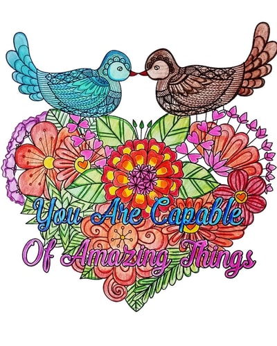 You Are Capable of Amazing Things Good Vibes Coloring Book, an Adult Coloring Book with Motivational Sayings (Beautiful Flower and Animal Drawings)