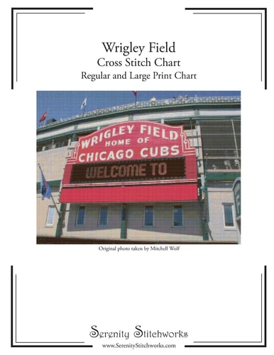 Wrigley Field Cross Stitch Chart Regular and Large Print Chart