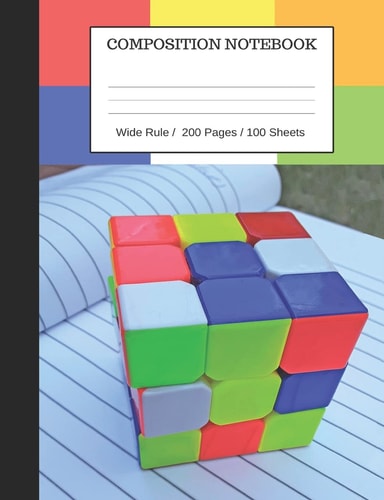 Puzzle Cube Notebook Composition Wide Ruled Notebook, 200 Pages / 100 Sheets