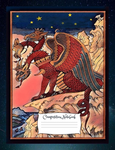 Dragon Composition Notebook Standard Size Vintage Fantasy Art Cover Composition Notebook / Journal 150 Lined College Ruled Pages, Serpent Medieval Softcover Book. (Volume 13)