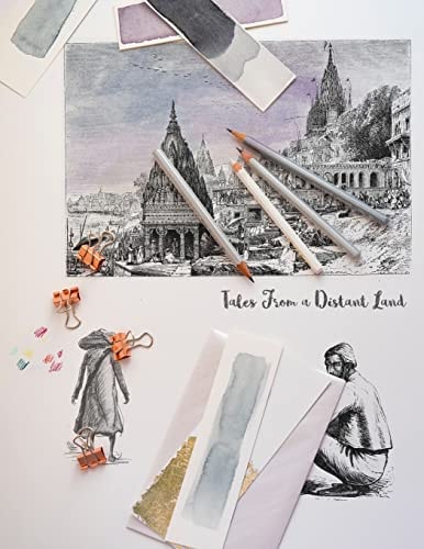 Tales of a Distant Land - Promp Book For Sketches, Doodles, Note Taking and Coloring In 8.5 X 11 120 Pages, Black and White Interior