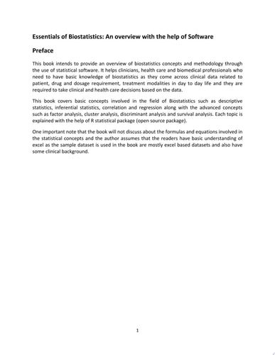 Essentials of Bio-Statistics: An overview with the help of Software Biostatistics