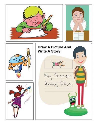 Draw A Picture And Write A Story Prompt Storybook Children Kid's Elementary Paper Artwork Practice Writing Creative