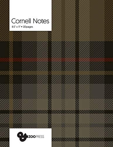 Cornell Notes Fashion Plaid Cover - Best Note Taking System for Students, Writers, Conferences. Cornell Notes Notebook. Large 8. 5 X 11 , 120 Pages. College Note Taking Paper, School Supplies