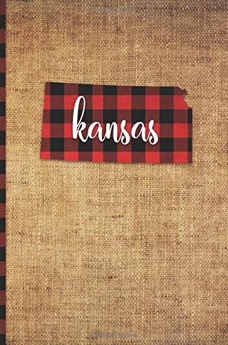 Kansas 6 X 9 | 108 Pages: Buffalo Plaid Kansas State Silhouette Hand Lettering Cursive Script Design on Soft Matte Cover | Notebook, Diary, Composition Book for Fans of the Sunflower State in Kansas City and Topeka