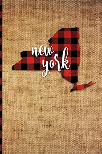 New York 6 X 9 | 108 Pages: Buffalo Plaid New York State Silhouette Hand Lettering Cursive Script Design on Soft Matte Cover | Notebook, Diary, Composition Book for Fans of the Empire State in New York City, Buffalo, Albany, Manhattan, and Long Island