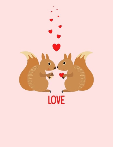 Squirrels Love Composition Notebook College Ruled (7. 44 X 9. 69) Sweet Animals with Hearts Writing Book