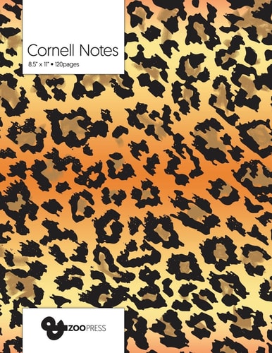 Cornell Notes Jaguar Pattern Cover - Best Note Taking System for Students, Writers, Conferences. Cornell Notes Notebook. Large 8. 5 X 11 , 120 Pages. College Note Taking Paper, School Supplies