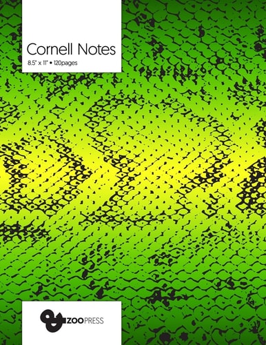 Cornell Notes Snake Skin Cover - Best Note Taking System for Students, Writers, Conferences. Cornell Notes Notebook. Large 8. 5 X 11 , 120 Pages. College Note Taking Paper, School Supplies