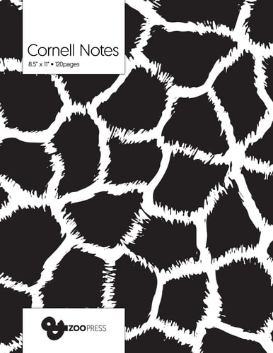 Cornell Notes B&W Giraffe Pattern Cover - Best Note Taking System for Students, Writers, Conferences. Cornell Notes Notebook. Large 8. 5 X 11 , 120 Pages. College Note Taking Paper, School Supplies