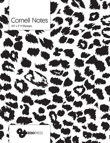 Cornell Notes B&W Cheetah Pattern Cover - Best Note Taking System for Students, Writers, Conferences. Cornell Notes Notebook. Large 8. 5 X 11 , 120 Pages. College Note Taking Paper, School Supplies