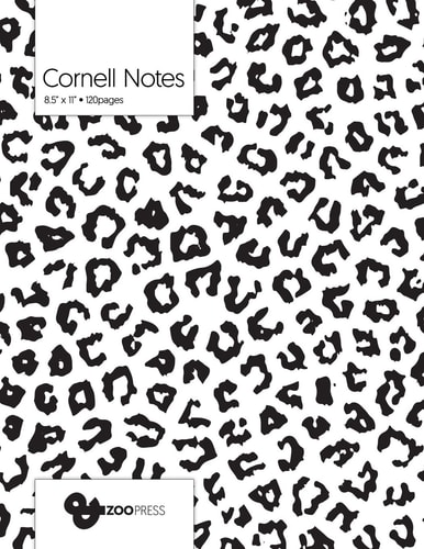 Cornell Notes B&W Leopard Pattern Cover - Best Note Taking System for Students, Writers, Conferences. Cornell Notes Notebook. Large 8. 5 X 11 , 120 Pages. College Note Taking Paper, School Supplies