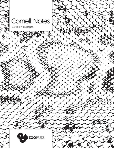 Cornell Notes B&W Snake Skin Cover - Best Note Taking System for Students, Writers, Conferences. Cornell Notes Notebook. Large 8. 5 X 11 , 120 Pages. College Note Taking Paper, School Supplies