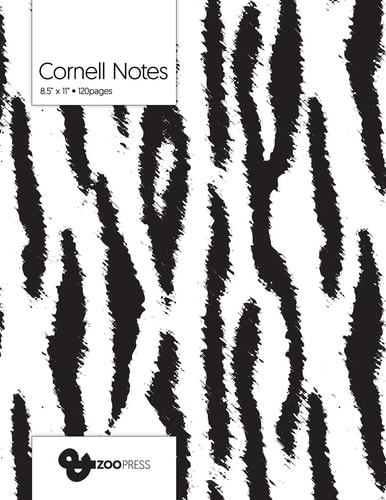 Cornell Notes B&W Tiger Pattern Cover - Best Note Taking System for Students, Writers, Conferences. Cornell Notes Notebook. Large 8. 5 X 11 , 120 Pages. College Note Taking Paper, School Supplies