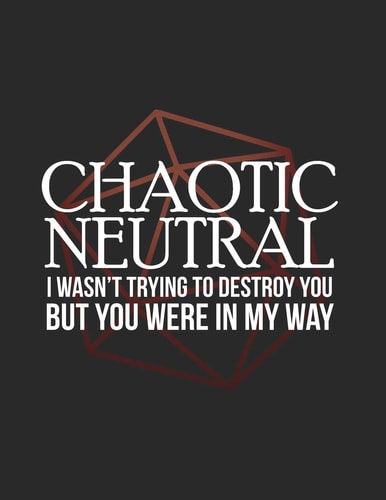 Chaotic Neutral RPG Alignment Themed Mapping and Notes Note