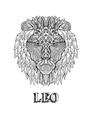 Leo Coloring Book with Three Different Styles of All Twelve Signs of the Zodiac. 36 Individual Coloring Pages. 8.5 X 11