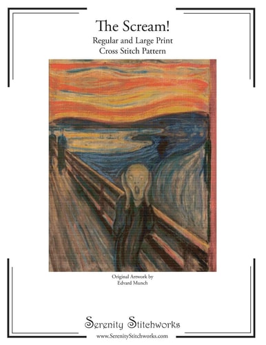 The Scream! Cross Stitch Pattern Regular and Large Print Cross Stitch Chart