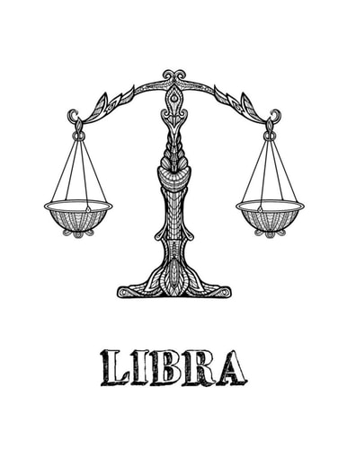 Libra Coloring Book with Three Different Styles of All Twelve Signs of the Zodiac. 36 Individual Coloring Pages. 8.5 X 11