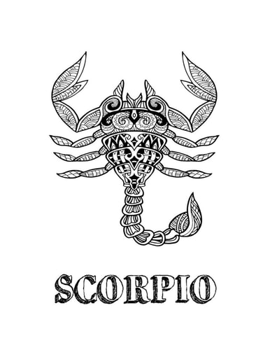 Scorpio Coloring Book with Three Different Styles of All Twelve Signs of the Zodiac. 36 Individual Coloring Pages. 8.5 X 11