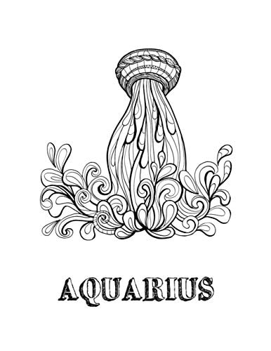 Aquarius Coloring Book with Three Different Styles of All Twelve Signs of the Zodiac. 36 Individual Coloring Pages. 8.5 X 11