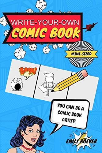 Write-Your-Own Comic Book Mini Sized 6 by 9 For On The Go Creativity/100 Page Book of Comic Templates