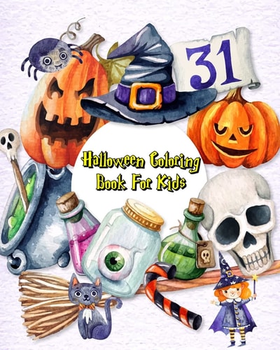 Halloween Coloring Book for Kids Happy Halloween, Stress Relief Coloring Book, Halloween Drawings!