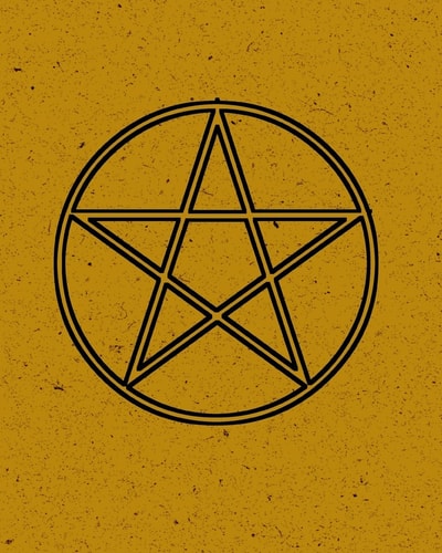 Grimoire Pentagram Spell Book For Witches Mages Magick Practitioners And Beginners To Write Rituals And Ingredients - Yellow Black Design (8" X 10" Spell Casting Template)