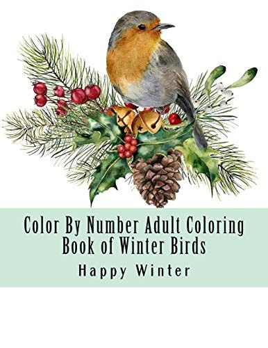 Color By Number Adult Coloring Book of Winter Birds Winter Bird Scenes, Festive Holiday Christmas Winter Birds Large Print Coloring Book For Adults