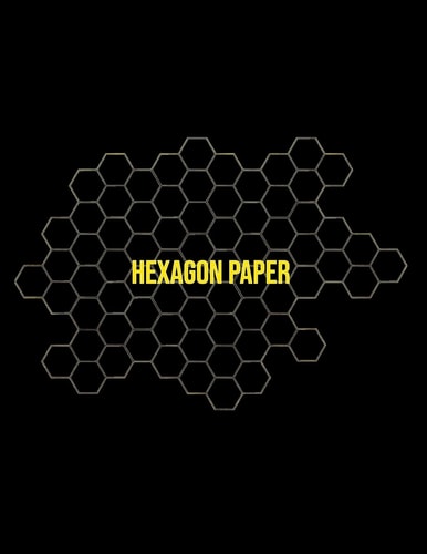 Hexagon Paper Honeycomb Hex Paper For Organic Chemistry Drawing Gamer Map Board Video Game - Create Mosaics Tile Quilt Design - Gold Black (8.5" X 11" Size)