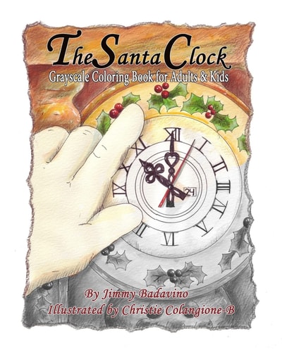 The Santa Clock Grayscale Coloring Book for Adults and Kids