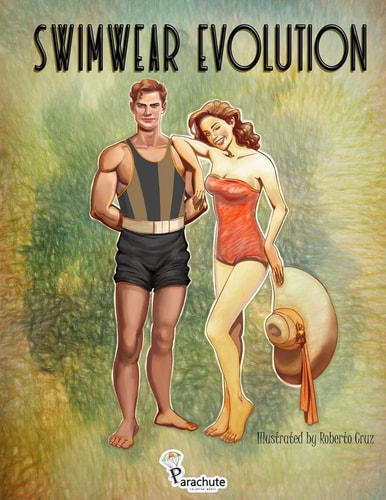Swimsuit Evolution Beautiful Stress-Relief Illustrations of Summer, Beach, Vintage, '60s, 70s', 80s', 90s' Fashion. Adult Coloring Book