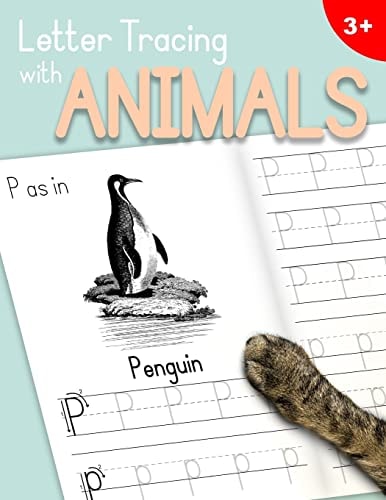 Letter Tracing With Animals Learn the Alphabet - Handwriting Practice Workbook for Children in Preschool and Kindergarten - Light Blue-Peach Cover