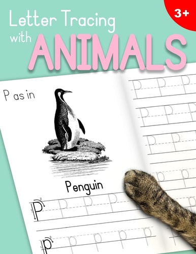 Letter Tracing With Animals Learn the Alphabet - Handwriting Practice Workbook for Children in Preschool and Kindergarten - Mint-Pink Cover