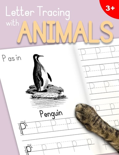 Letter Tracing With Animals Learn the Alphabet - Handwriting Practice Workbook for Children in Preschool and Kindergarten - Lilac-Peach Cover