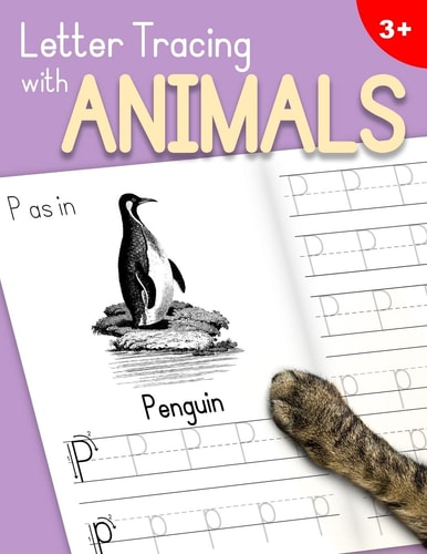 Letter Tracing With Animals Learn the Alphabet - Handwriting Practice Workbook for Children in Preschool and Kindergarten - Lavender-Peach Cover