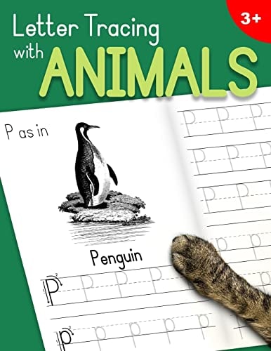 Letter Tracing With Animals Learn the Alphabet - Handwriting Practice Workbook for Children in Preschool and Kindergarten - Green-Leaf Cover