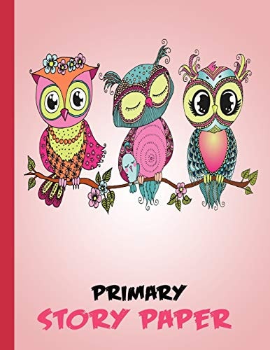 Primary Story Paper Draw & Write Composition Book for Kids - 3 Owls Pink
