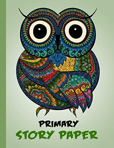 Primary Story Paper Draw & Write Composition Book for Kids - Owl Green