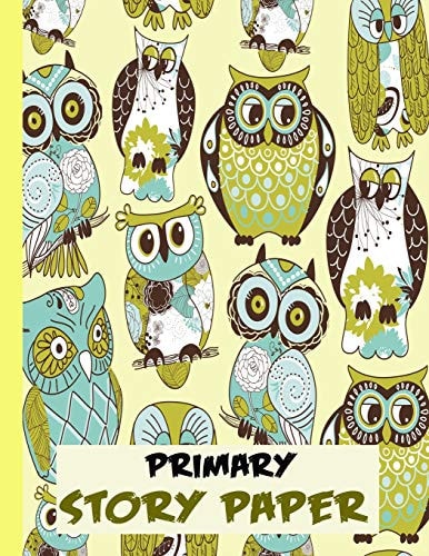 Primary Story Paper Draw & Write Composition Book for Kids - Owls Yellow