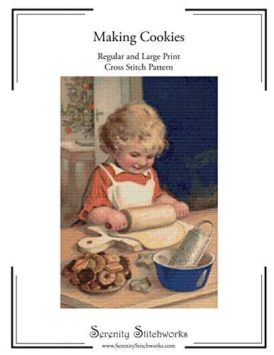 Making Cookies Cross Stitch Pattern Regular and Large Print Cross Stitch Chart