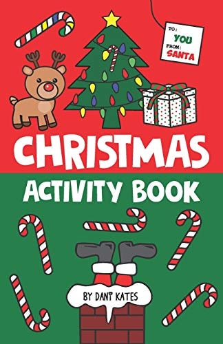 Christmas Activity Book For Kids! Stocking Stuffer Size Book! Filled with Fun Christmas Activities, Word Puzzles, Mazes, Coloring Games, Questions and More!