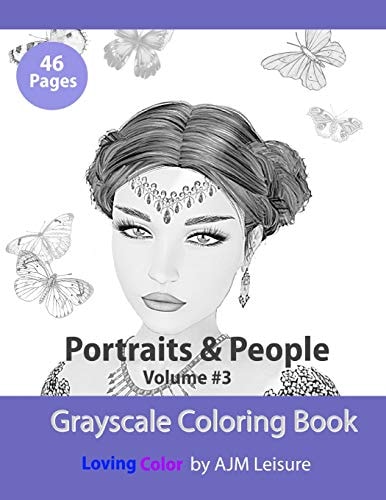 Portraits and People Volume 3 Adult Coloring Book with Grayscale Pictures