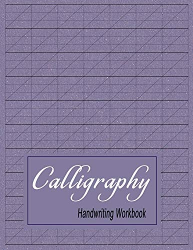 Calligraphy Handwriting Workbook Practice Paper Slanted Grid - Purple
