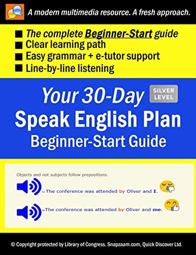 Your 30-Day Speak English Plan (BEGINNER-START Guide), Silver Audios, MP3 + E-tutor by Snapzaam