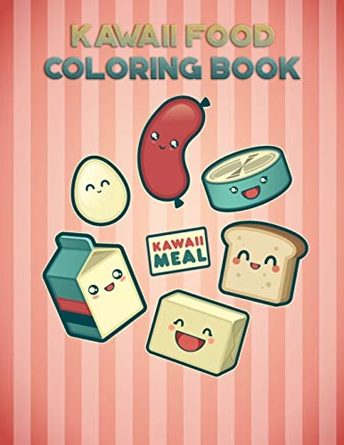 Kawaii Food Coloring Book With 25 Beautiful Pictures, Large (8. 5 X 11 Inches)
