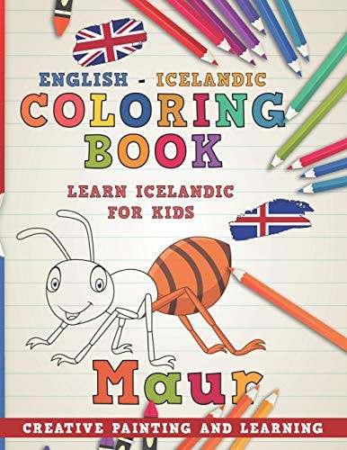 Coloring Book English - Icelandic I Learn Icelandic for Kids I Creative Painting and Learning.