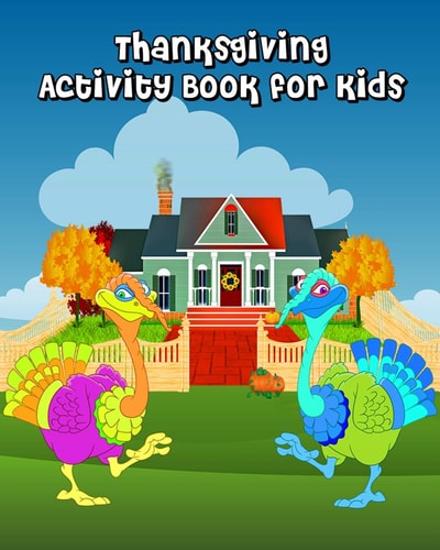 Thanksgiving Activity Book for Kids Coloring, Mazes, Find 2 Same Pictures!
