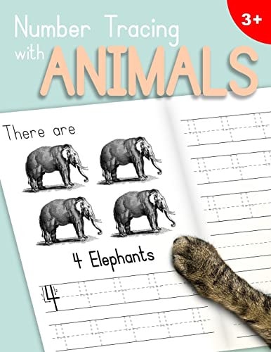 Number Tracing With Animals Learn the Numbers - Number and Counting Practice Workbook for Children in Preschool and Kindergarten - Light Blue-Peach Cover