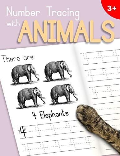 Number Tracing With Animals Learn the Numbers - Number and Counting Practice Workbook for Children in Preschool and Kindergarten - Lilac-Peach Cover
